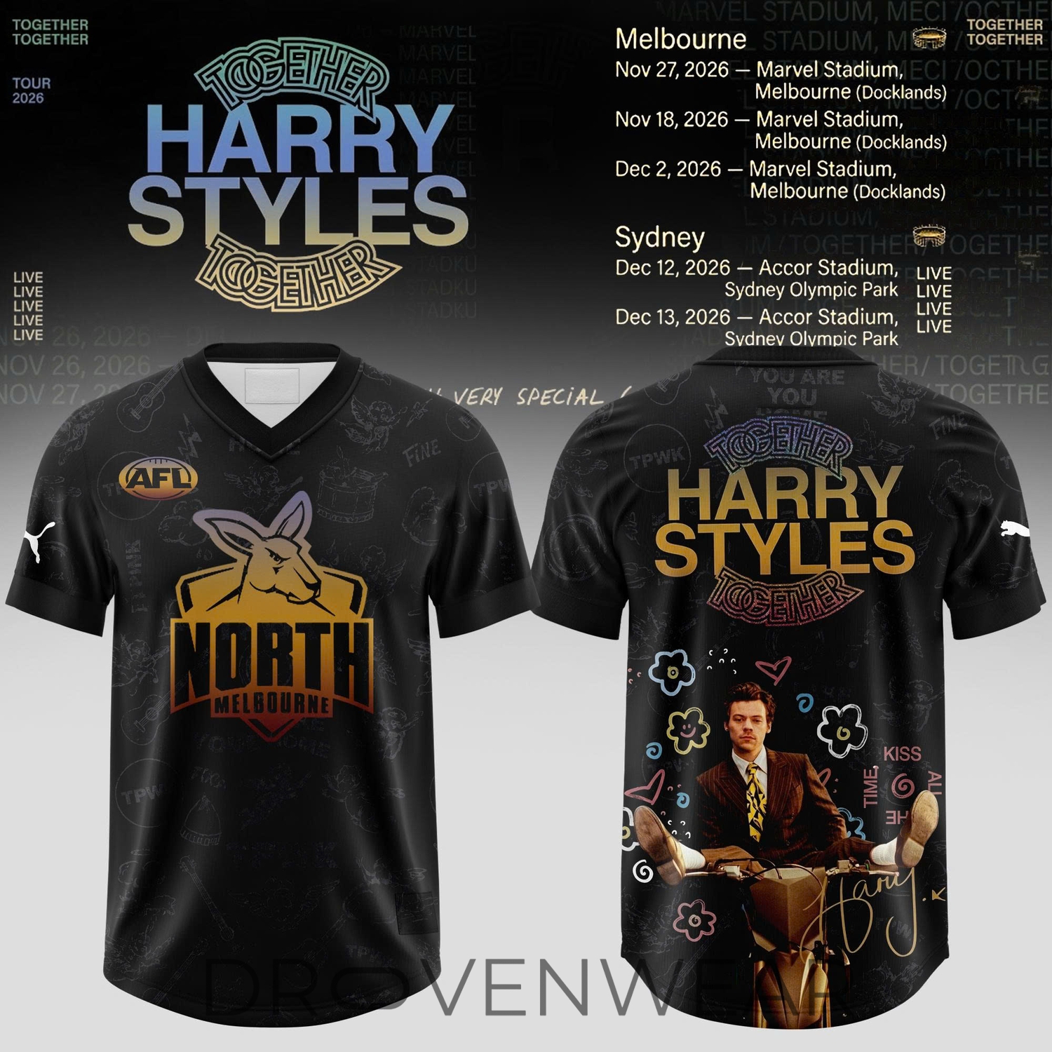 North Melbourne FC Harry Styles Together Together Tour Jersey North Melbourne FC Harry Styles Together Together Tour Jersey
