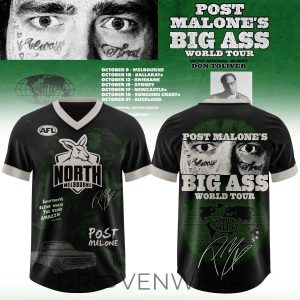 North Melbourne FC Post Malone Big Ass World Tour Jersey by Drovenwear.com