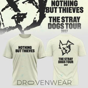 Nothing But Thieves Stray Dogs Sketch Tour 2026 White Tee by Drovenwear.com