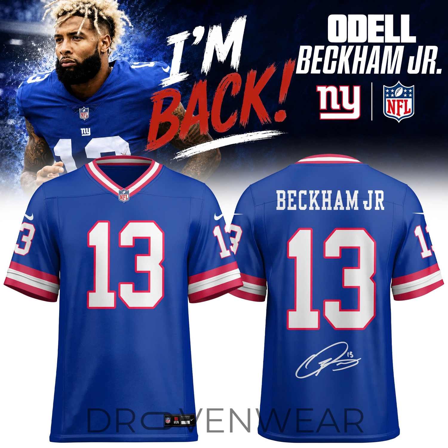 Odell Beckham Jr. #13 New York Giants Collector's Edition Football Jersey Odell Beckham Jr. #13 New York Giants Collector's Edition Football Jersey