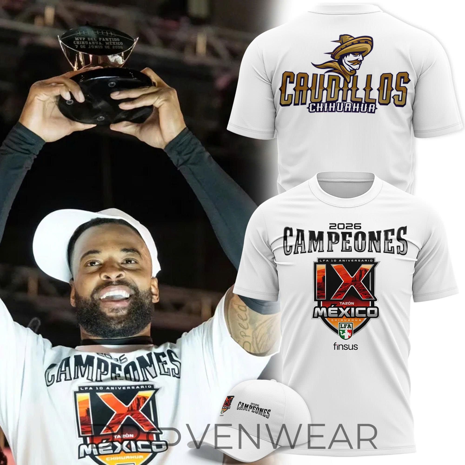 Official 2026 Tazón México IX Champion Caudillos de Chihuahua Tee Official 2026 Tazón México IX Champion Caudillos de Chihuahua Tee