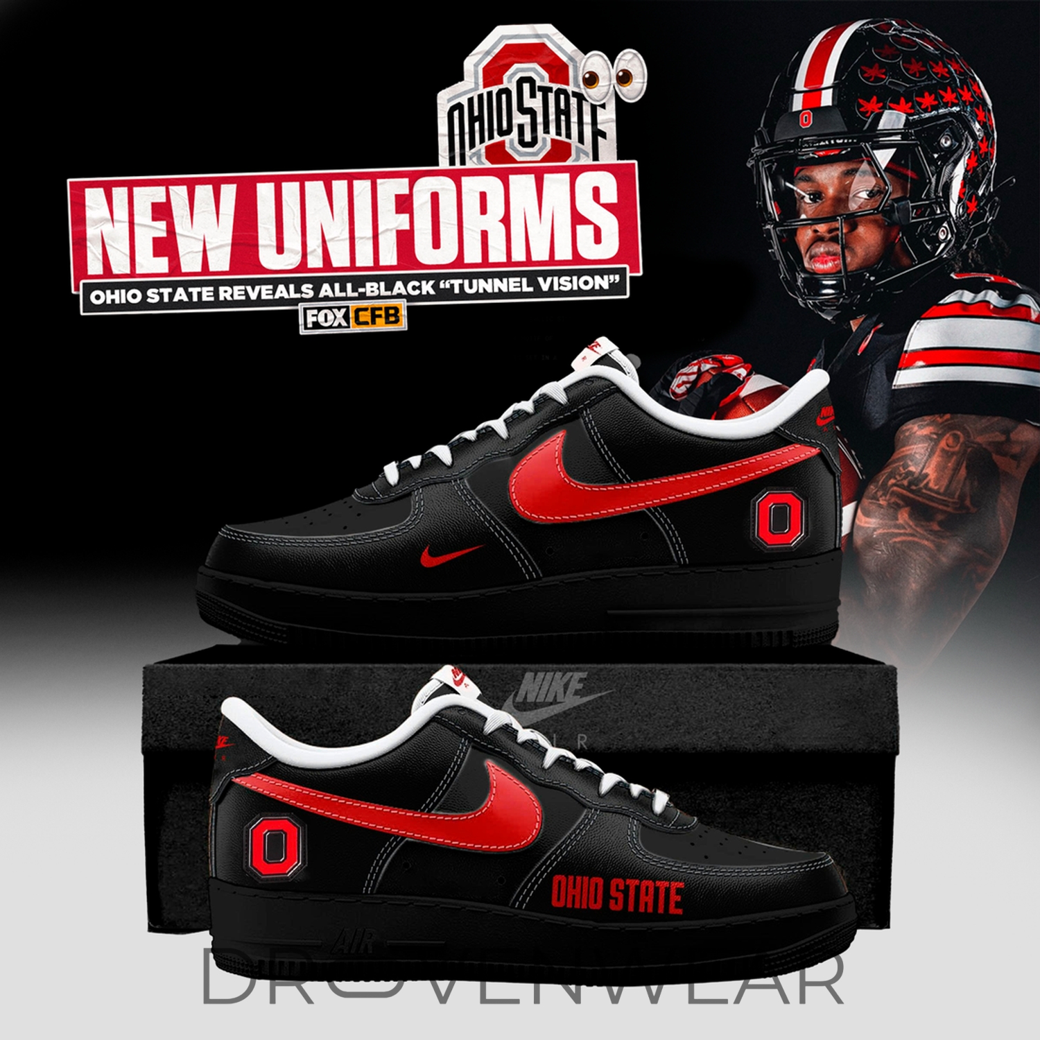 Ohio State Buckeyes Tunnel Vision AF1 Sneakers Ohio State Buckeyes Tunnel Vision AF1 Sneakers