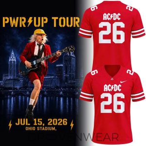 Ohio State Buckeyes x ACDC Tour 2026 Football Jersey by Drovenwear.com