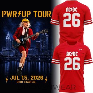 Ohio State Buckeyes x ACDC Tour 2026 Graphic Football Shirt by Drovenwear.com