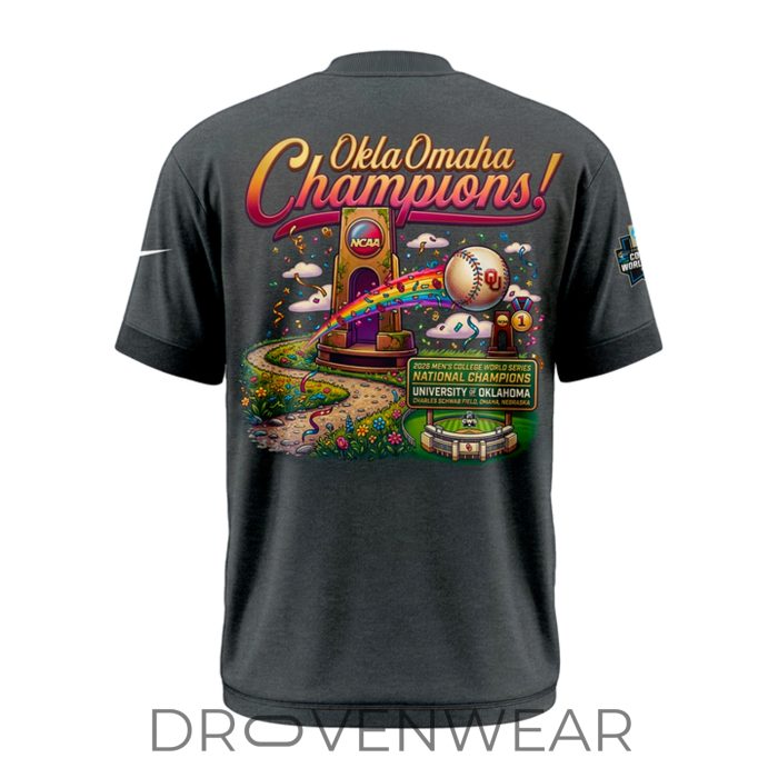 Oklahoma Sooners Baseball Champions 2026 Men's College World Series Grey Shirt - Image 3