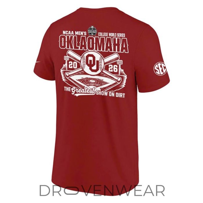 Oklahoma Sooners OKLAOMAHA 2026 College World Series T-Shirt - Image 3