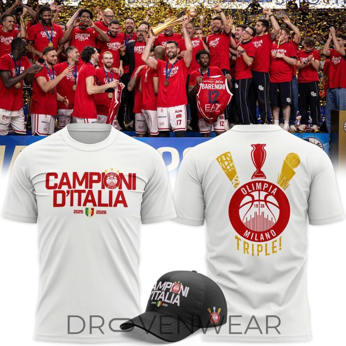 Olimpia Milano Italian Champions 2026 Black Graphic T-Shirt - Image 2