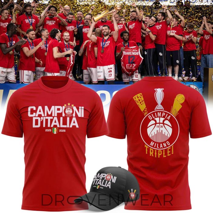 Olimpia Milano Italian Champions 2026 Black Graphic T-Shirt - Image 3