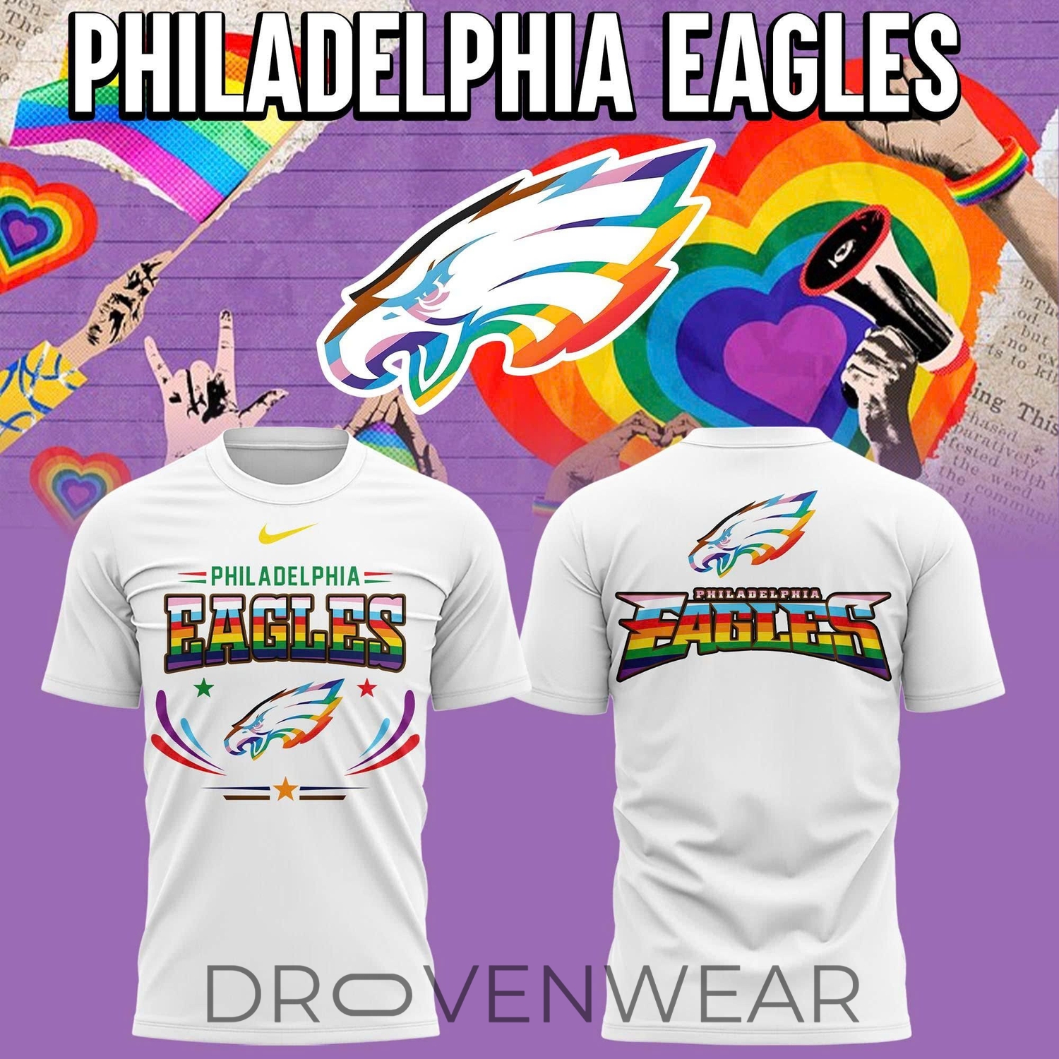 Philadelphia Eagles LGBTQ Pride Edition Black Tee 2026 Version 1 Philadelphia Eagles LGBTQ Pride Edition Black Tee 2026 Version 1