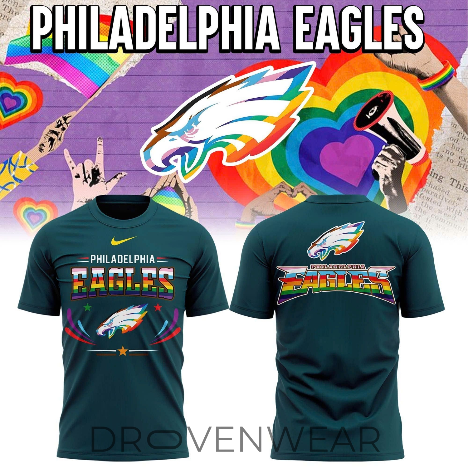 Philadelphia Eagles LGBTQ Pride Edition Black Tee 2026 Version 1 Philadelphia Eagles LGBTQ Pride Edition Black Tee 2026 Version 1