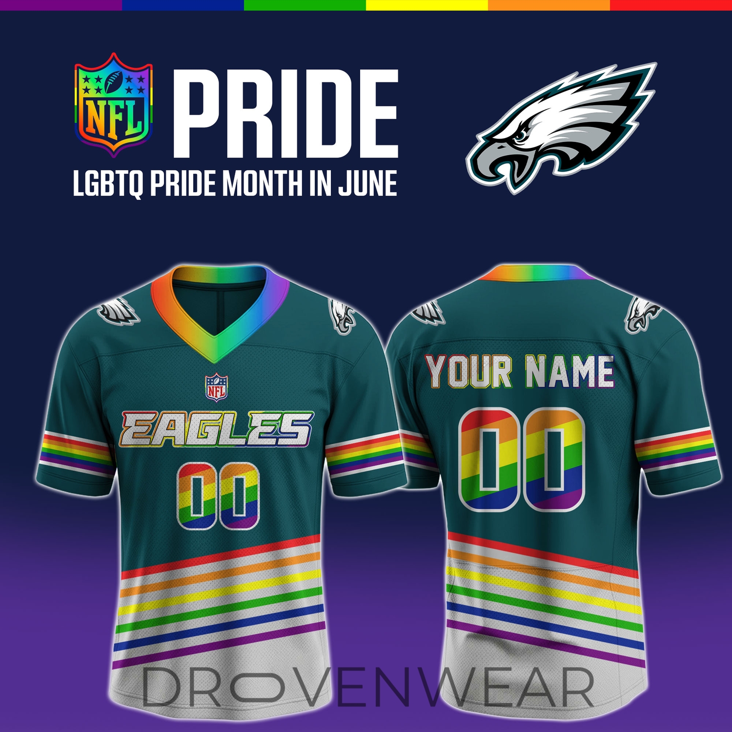 Philadelphia Eagles Pride Awareness June Commemorative Football Jersey Philadelphia Eagles Pride Awareness June Commemorative Football Jersey