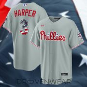 Philadelphia Phillies Bryce Harper USA 250th Anniversary Gray Road Baseball Jersey