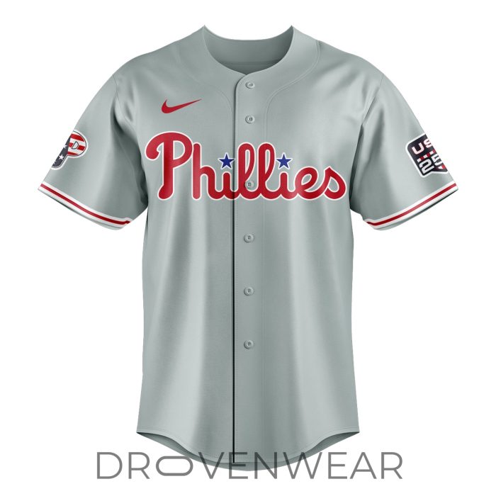 Philadelphia Phillies Independence Day USA 250th Anniversary Road Baseball Jersey - Image 3
