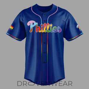 Philadelphia Phillies Pride Celebration Blue Jersey 2026 by Drovenwear.com
