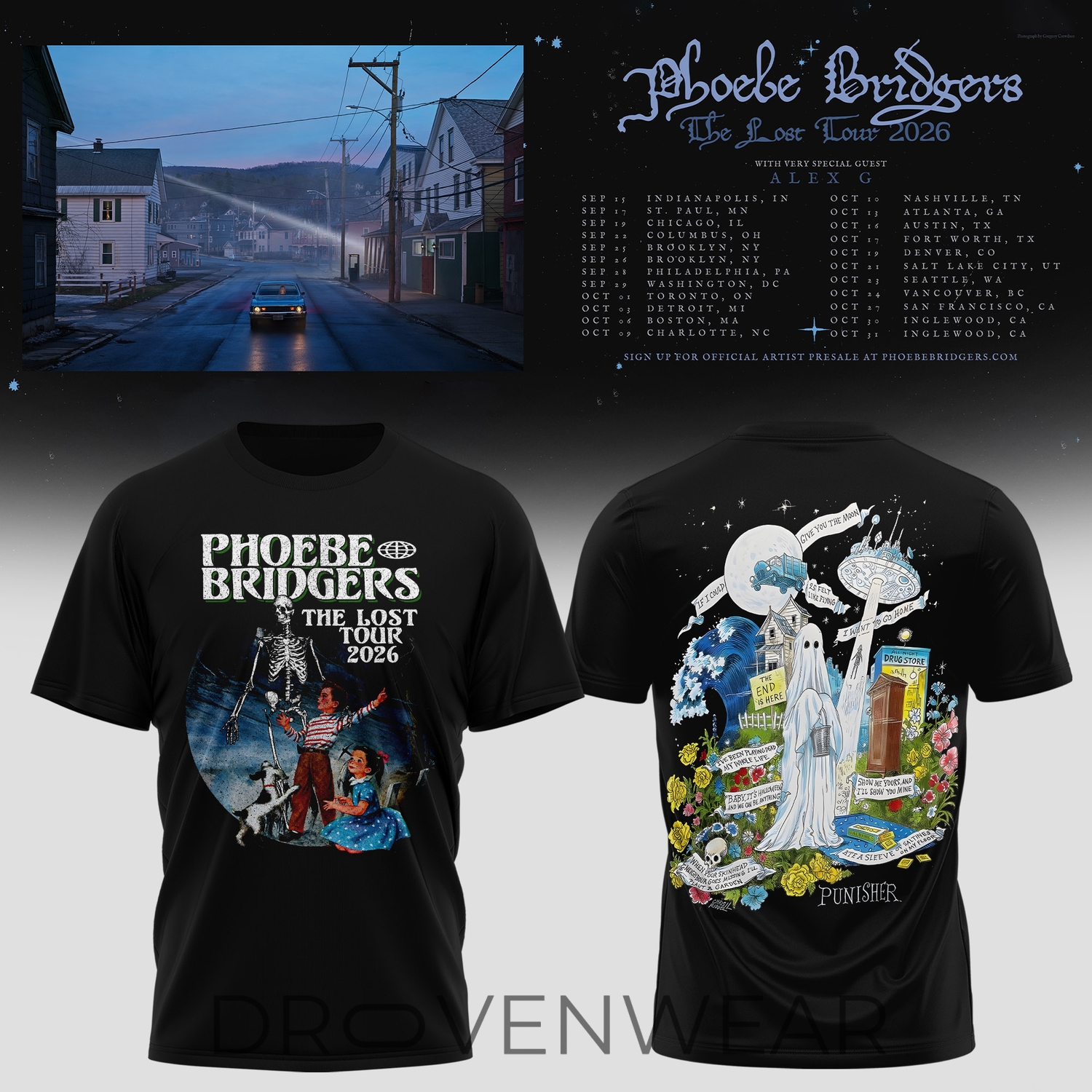 Phoebe Bridgers The Lost Tour 2026 Concert T-Shirt Phoebe Bridgers The Lost Tour 2026 Concert T-Shirt
