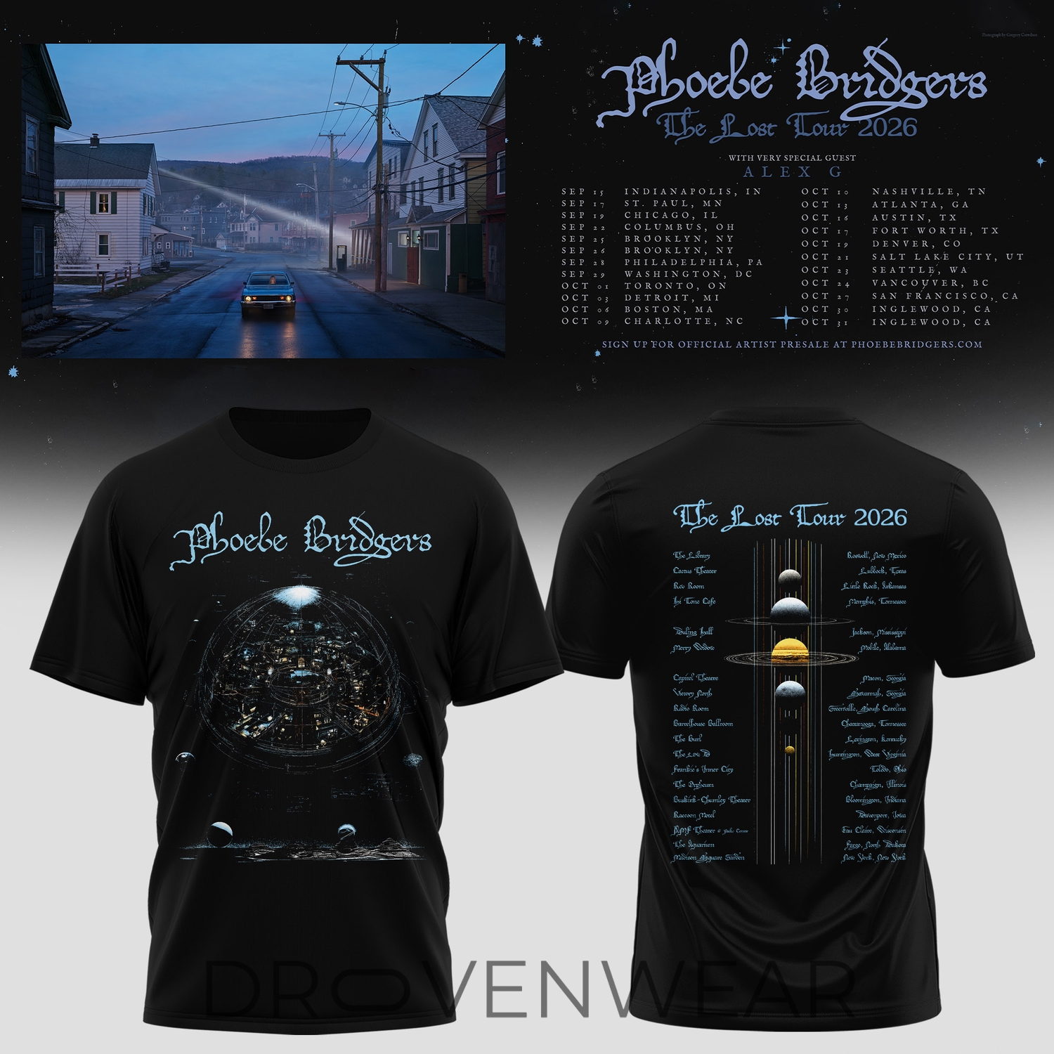 Phoebe Bridgers The Lost Tour 2026 Concert T-Shirt Phoebe Bridgers The Lost Tour 2026 Concert T-Shirt