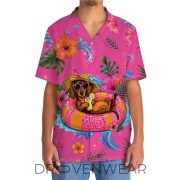 Pink Dachshund Hotter Than A Hoochie Coochie Funny Hawaiian Shirt - Image 5
