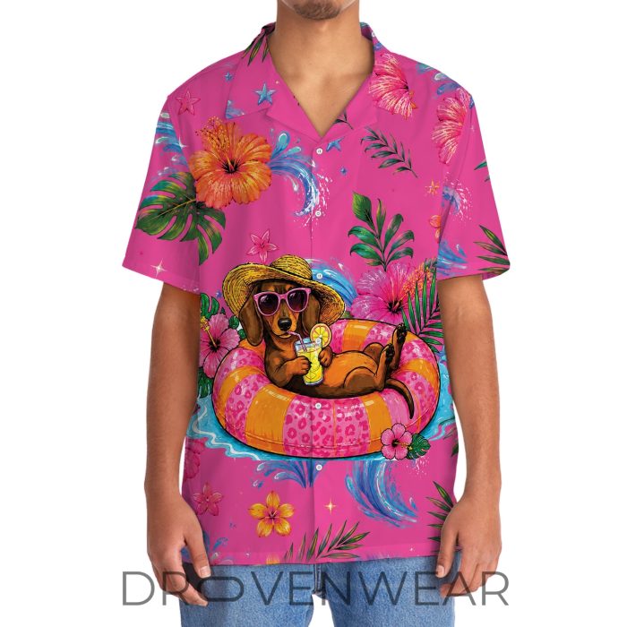Pink Dachshund Hotter Than A Hoochie Coochie Funny Hawaiian Shirt - Image 5