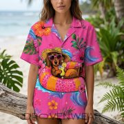 Pink Dachshund Hotter Than A Hoochie Coochie Funny Hawaiian Shirt - Image 7
