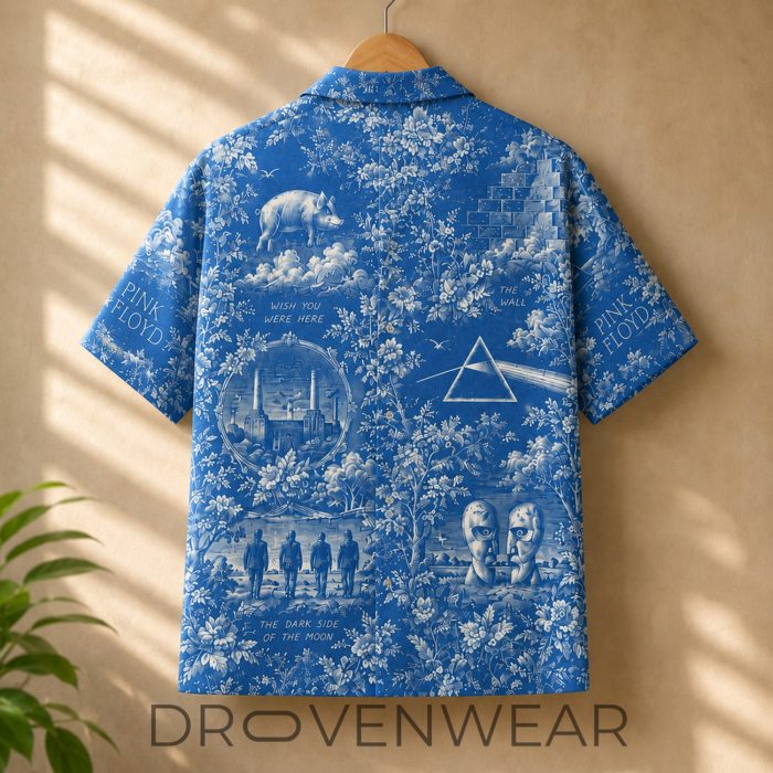 Pink Floyd Dark Side of the Moon Wish You Were Here Toile Hawaiian Shirt - Image 4