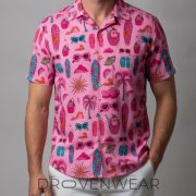 Pink Tropical Cocktail & Surfboard Hawaiian Shirt
