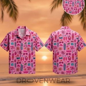 Pink Tropical Cocktail Surfboard Hawaiian Shirt by Drovenwear.com