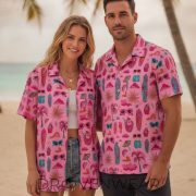 Pink Tropical Cocktail & Surfboard Hawaiian Shirt - Image 3