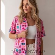 Pink Tropical Cocktail & Surfboard Hawaiian Shirt - Image 4