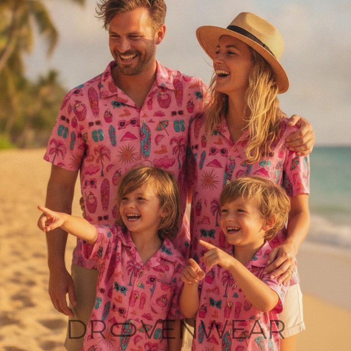 Pink Tropical Cocktail & Surfboard Hawaiian Shirt - Image 5
