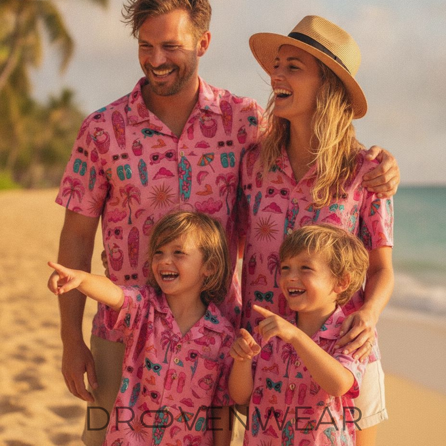 Pink Tropical Cocktail & Surfboard Hawaiian Shirt Pink Tropical Cocktail & Surfboard Hawaiian Shirt