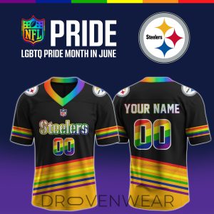 Pittsburgh Steelers June Pride Tribute Football Jersey by Drovenwear.com