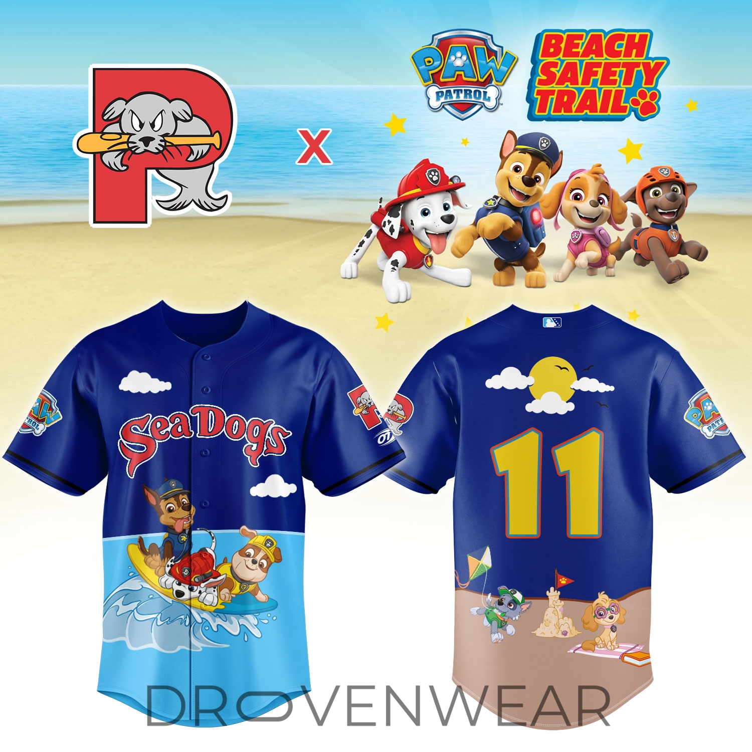 Portland Sea Dogs Paw Patrol Night Limited Edition Baseball Jersey Portland Sea Dogs Paw Patrol Night Limited Edition Baseball Jersey