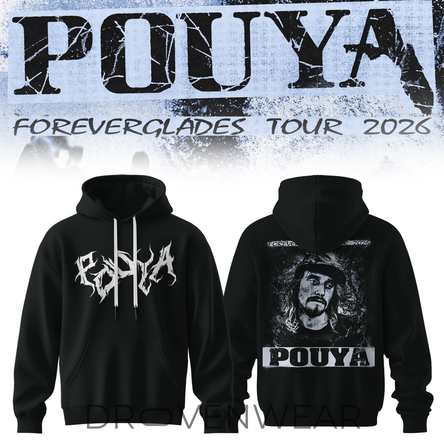 Pouya Foreverglades Tour 2026 Black Pullover Hoodie Pouya Foreverglades Tour 2026 Black Pullover Hoodie