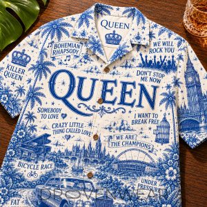 Queen Band Special Edition Tropical Blue Hawaiian Shirt by Drovenwear.com
