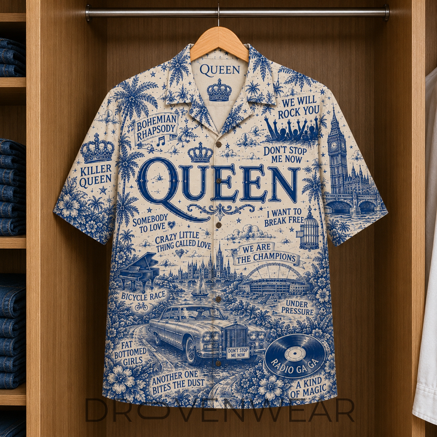 Queen Band Special Edition Tropical Blue Hawaiian Shirt Queen Band Special Edition Tropical Blue Hawaiian Shirt