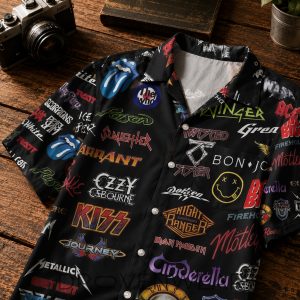 Rock Band Retro Music Inspired Aloha Unisex Hawaiian Shirt by Drovenwear.com