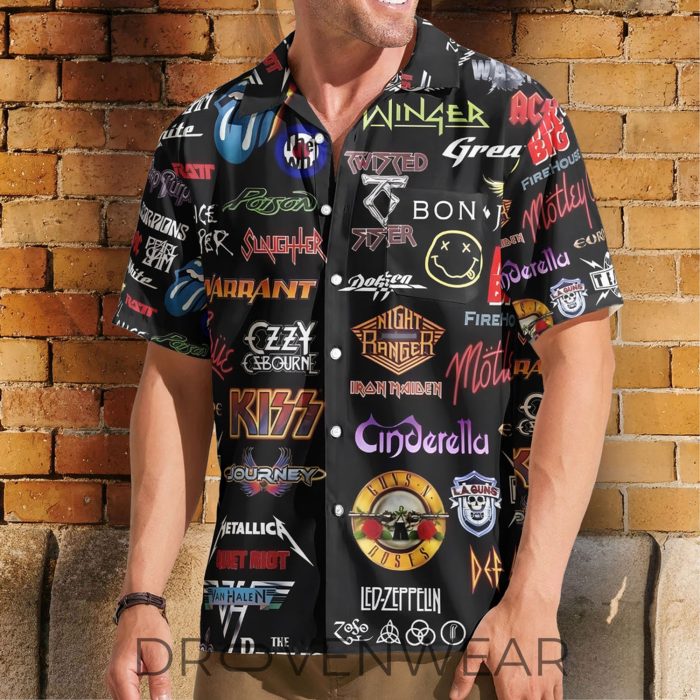 Rock Band Retro Music Inspired Aloha Unisex Hawaiian Shirt - Image 3