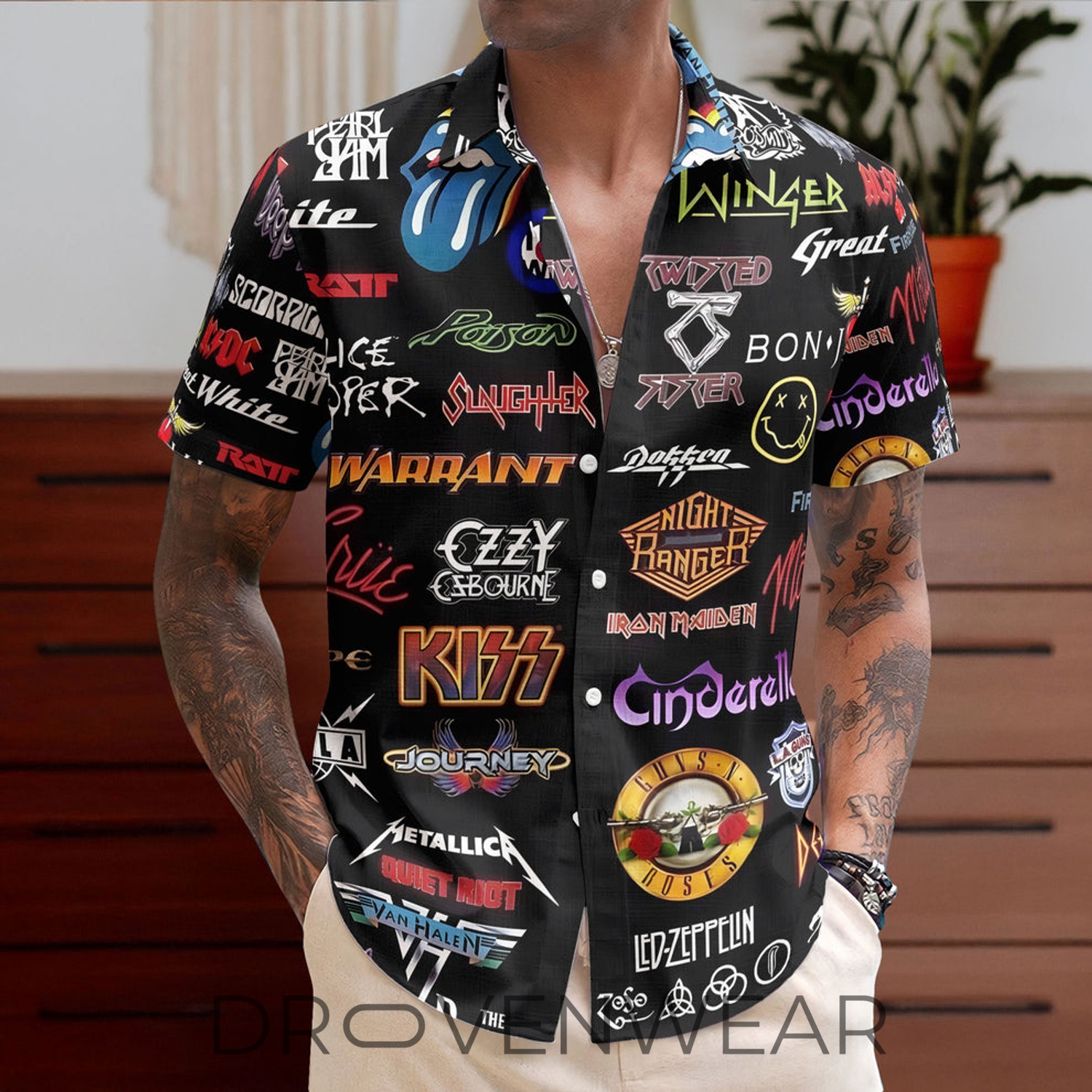 Rock Band Retro Music Inspired Aloha Unisex Hawaiian Shirt Rock Band Retro Music Inspired Aloha Unisex Hawaiian Shirt