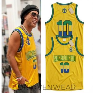 Ronaldinho 10 Brazil Yellow Basketball Jersey by Drovenwear.com