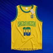 Ronaldinho #10 Brazil Yellow Basketball Jersey - Image 2