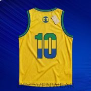 Ronaldinho #10 Brazil Yellow Basketball Jersey - Image 3
