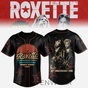 Roxette 40 Years Anniversary Tour Baseball Jersey 2026 by Drovenwear.com