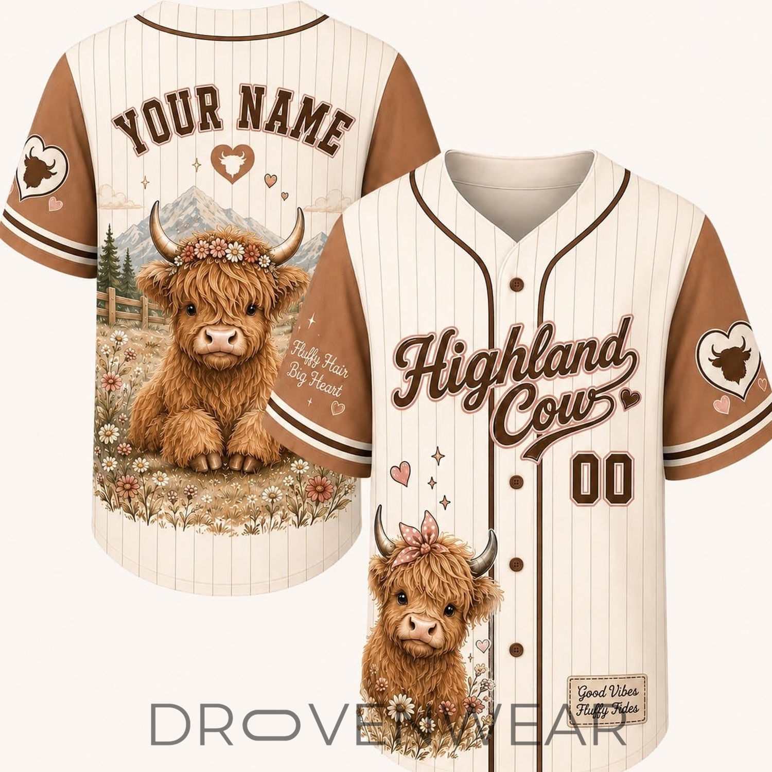 Rustic Highland Cow Western Style 3D Baseball Jersey Shirt Rustic Highland Cow Western Style 3D Baseball Jersey Shirt