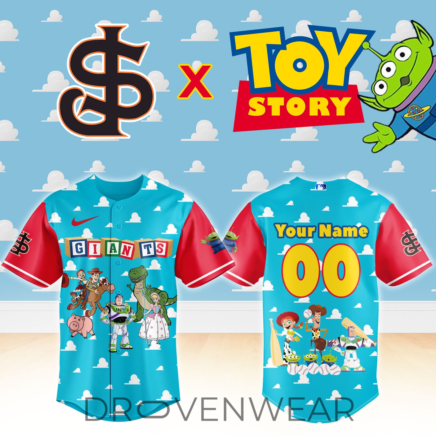 San Jose Giants Toy Story Theme Night Baseball Jersey San Jose Giants Toy Story Theme Night Baseball Jersey
