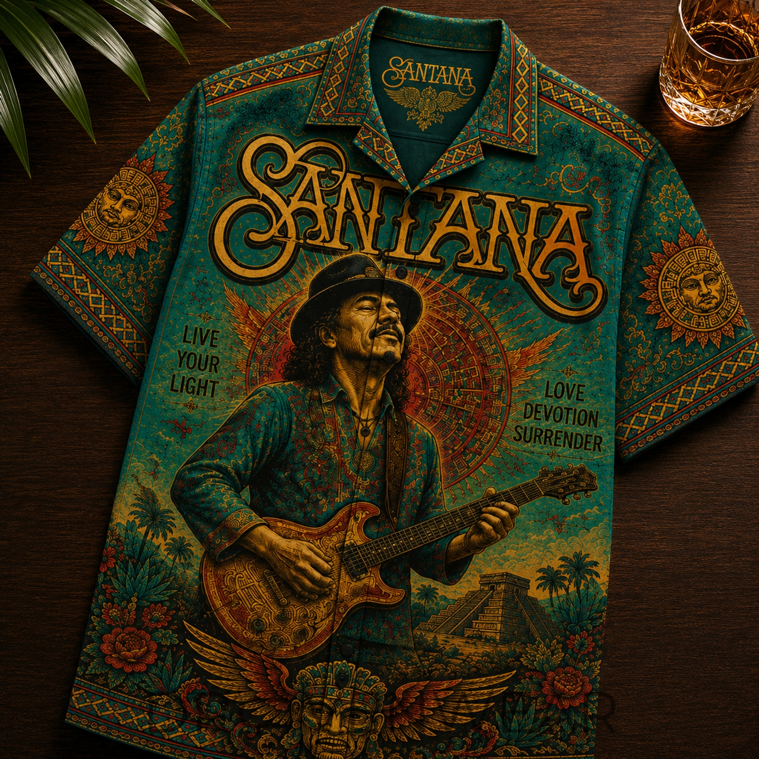Santana Latin Rock Music Live Your Light Hawaiian Shirt Santana Latin Rock Music Live Your Light Hawaiian Shirt