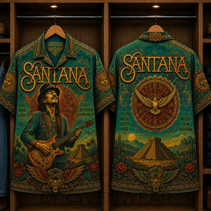Santana Latin Rock Music Live Your Light Hawaiian Shirt - Image 2