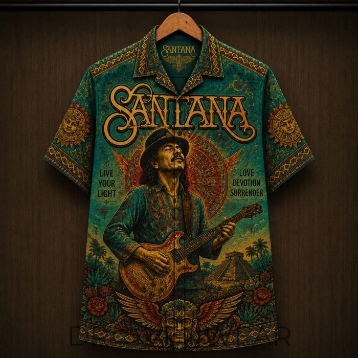 Santana Latin Rock Music Live Your Light Hawaiian Shirt - Image 3