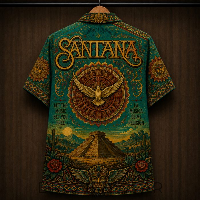 Santana Latin Rock Music Live Your Light Hawaiian Shirt - Image 4