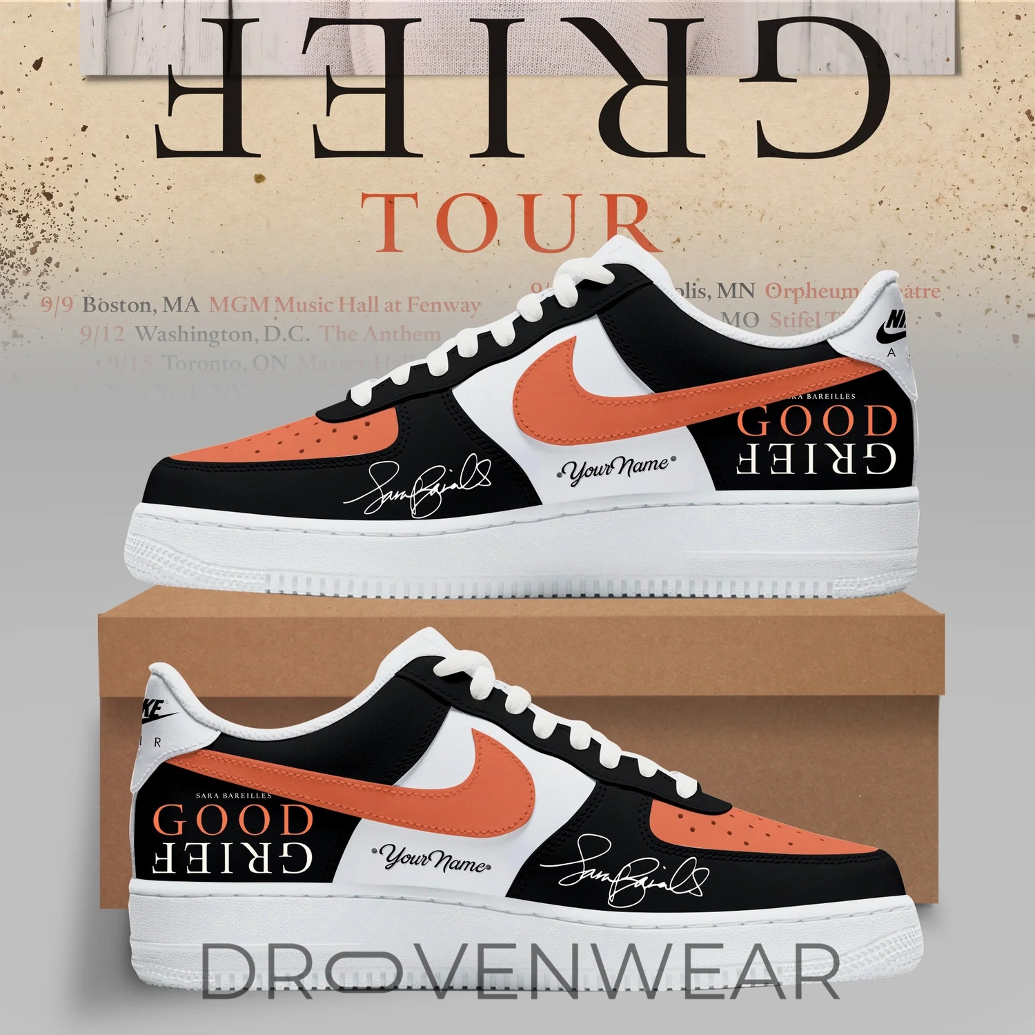 Sara Bareilles Good Grief Tour 2026 Custom AF1 Inspired Shoes Sara Bareilles Good Grief Tour 2026 Custom AF1 Inspired Shoes