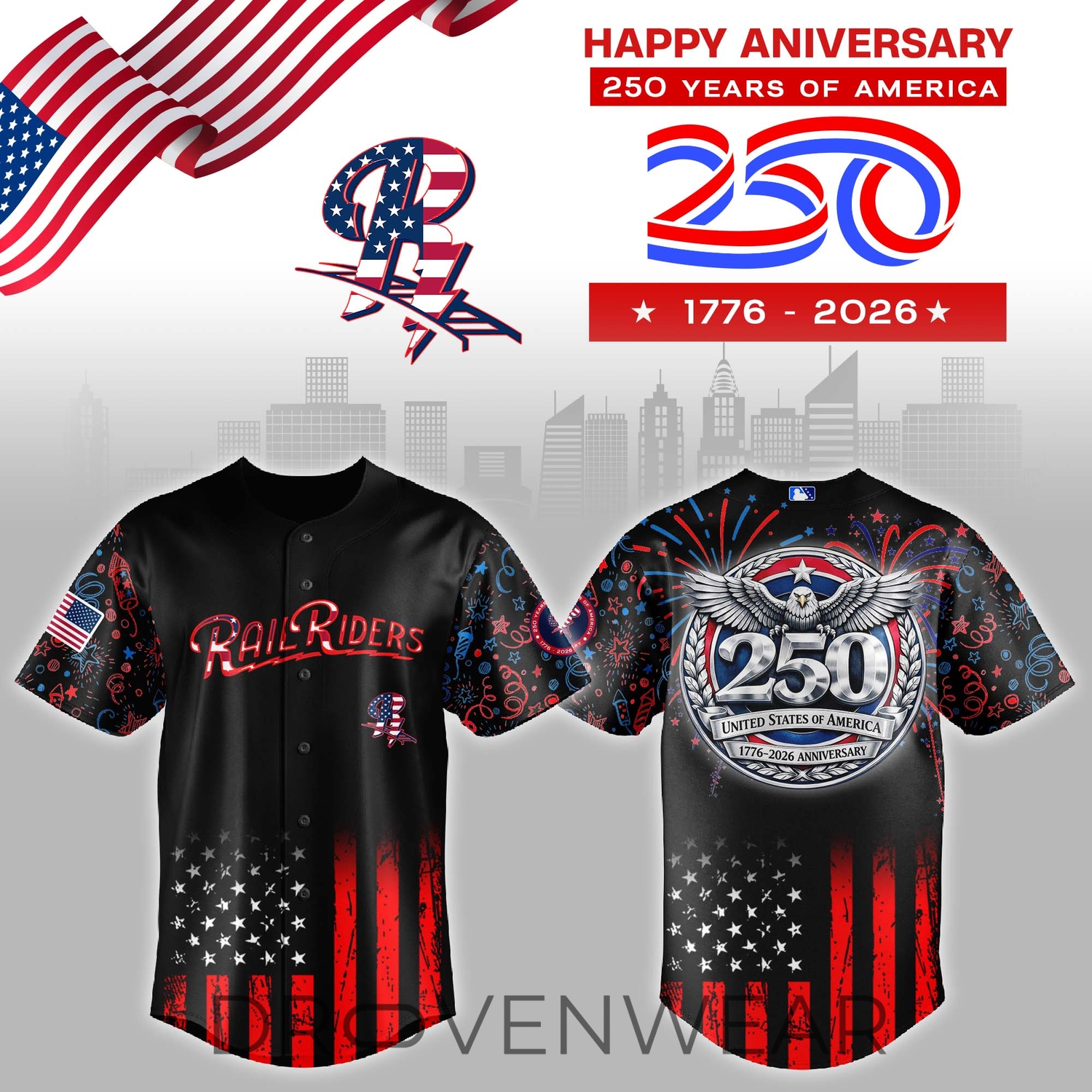 Scranton Wilkes-Barre RailRiders USA Anniversary Jersey Scranton Wilkes-Barre RailRiders USA Anniversary Jersey